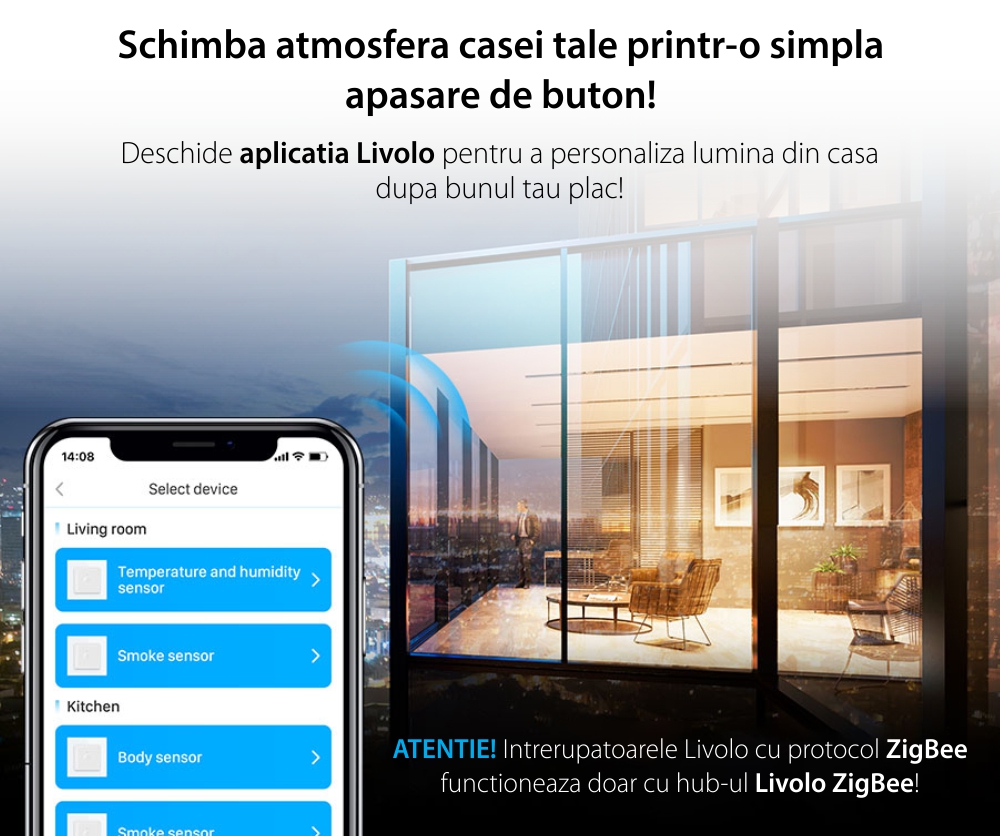 Modulo deviatore/invertitore doppio con touch LIVOLO – protocollo ZigBee EC