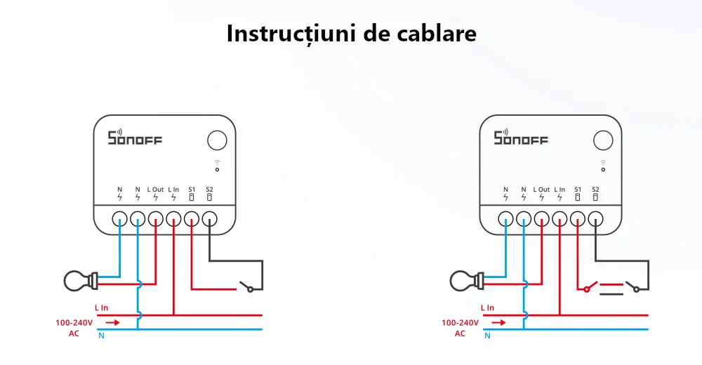 Relè intelligente Wi-Fi Sonoff Mini R4, 10A, 2300W, programmazioni, controllo tramite applicazione