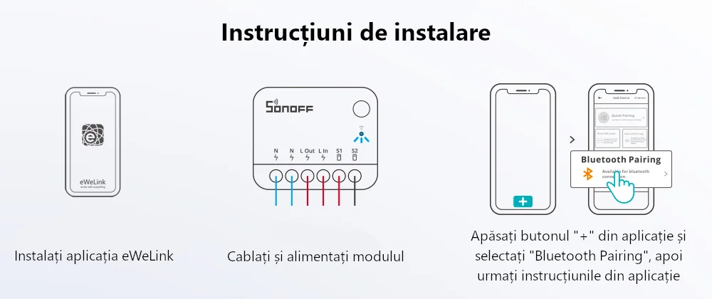 Relè intelligente Wi-Fi Sonoff Mini R4, 10A, 2300W, programmazioni, controllo tramite applicazione