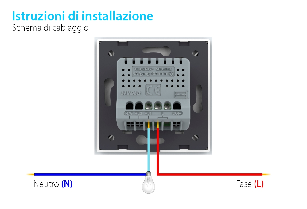 Modulo Interruttore Semplice Touch LIVOLO – Protocollo ZigBee EC