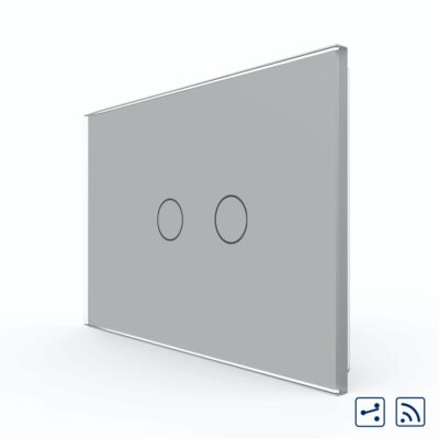 Interruttore Doppio Deviatore/Invertitore Wireless con Touch LIVOLO in Vetro – Standard Italiano colore griggio