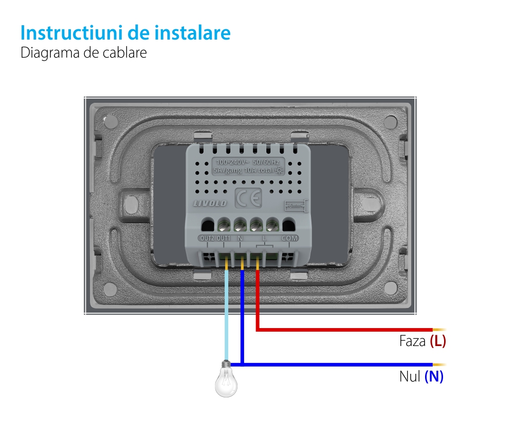 Interruttore Wi-Fi Touch LIVOLO in Vetro, Standard Italiano – Nuova Serie