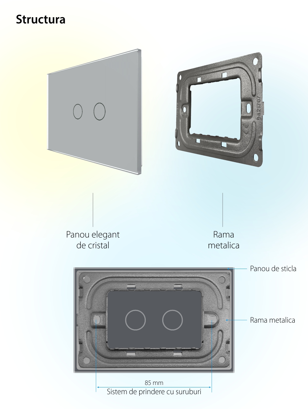 Pannello Interruttore Doppio Touch LIVOLO in Vetro, Standard Italiano