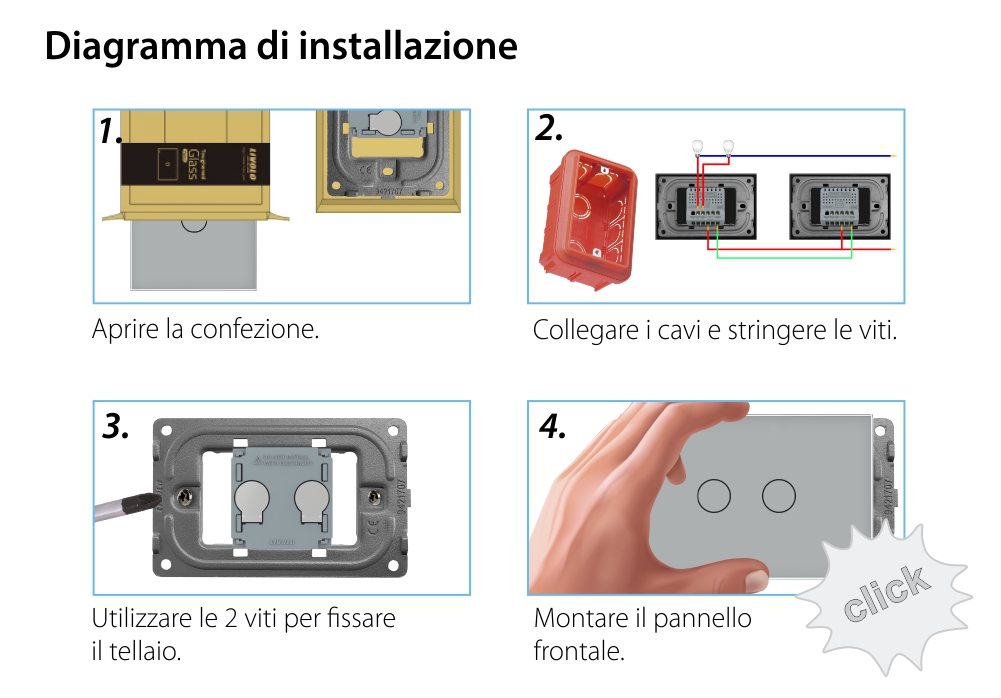 Doppio Deviatore/Invertitore Wireless con Touch LIVOLO in Vetro – Standard Italiano