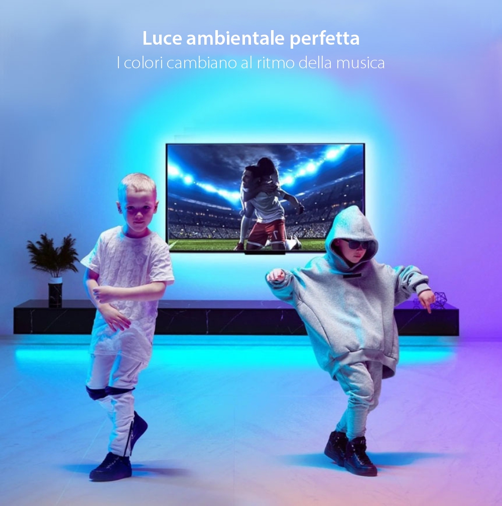 Kit Striscia LED Smart NiteBird SL3, Wi-Fi, 2 x 5 Metri, Controllo tramite app, Sensore musicale