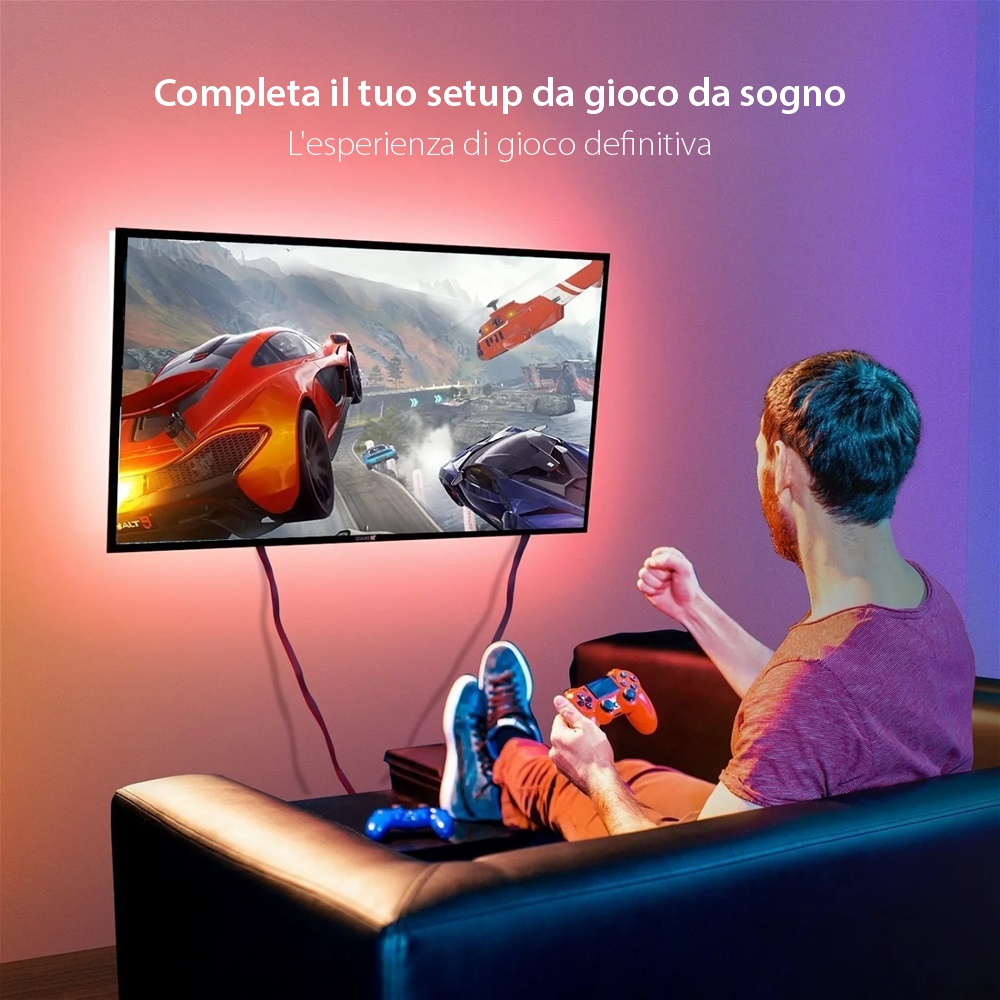 Kit Striscia LED Smart NiteBird SL3, Wi-Fi, 2 x 5 Metri, Controllo tramite app, Sensore musicale