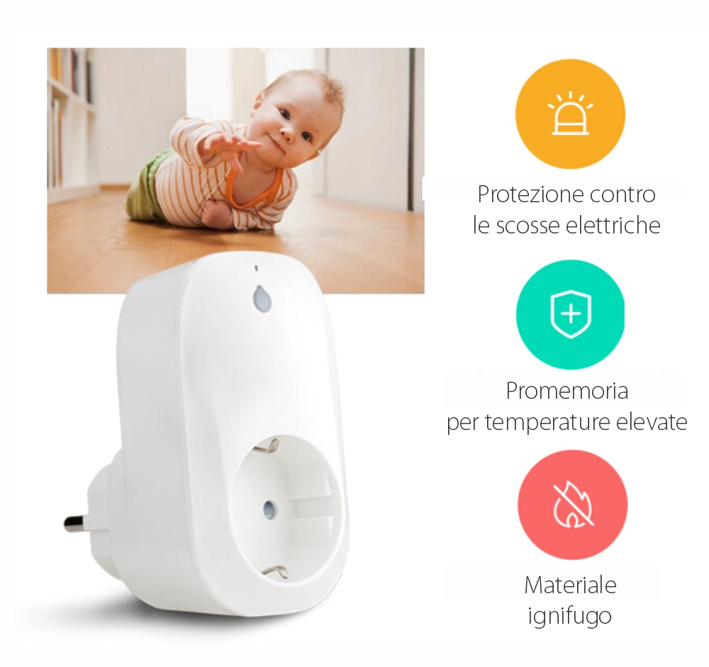 Presa intelligente RedSun RS-SC71, monitoraggio energia, compatibile con Alexa, controllo tramite smartphone