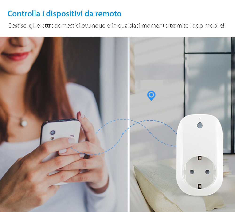 Presa intelligente RedSun RS-SC71, monitoraggio energia, compatibile con Alexa, controllo tramite smartphone