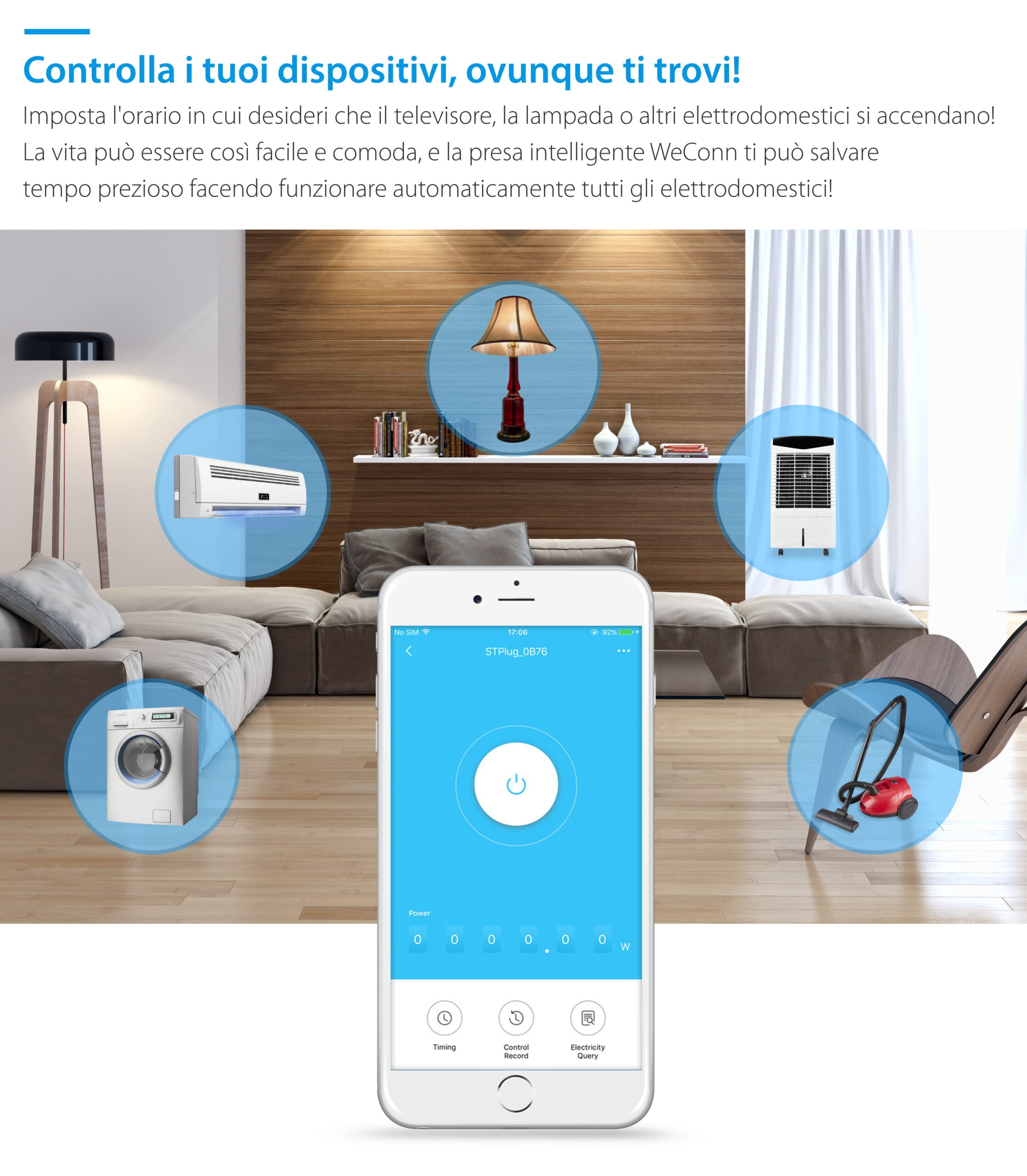 Presa intelligente RedSun RS-S171, monitoraggio del consumo energetico, compatibile con Alexa, controllo tramite app mobile