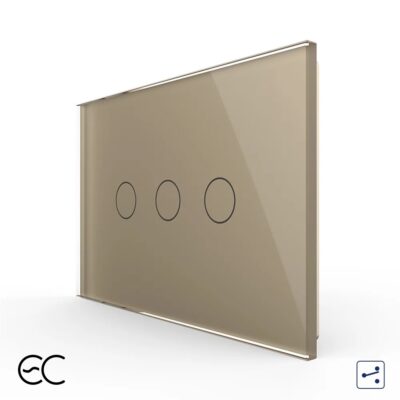 Interruttore triplo deviatore / invertitore LIVOLO Touch, Standard Italiano – protocollo ZigBee EC colore dorato