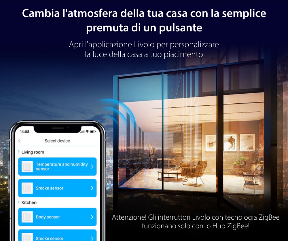 Modulo Interruttore triplo touch Livolo, protocollo ZigBee EC – standard italiano
