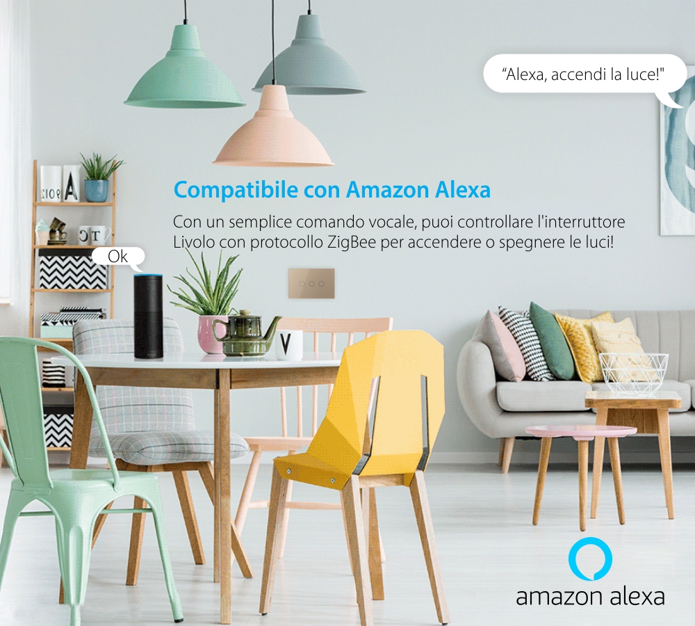 Modulo Interruttore triplo touch Livolo, protocollo ZigBee EC – standard italiano