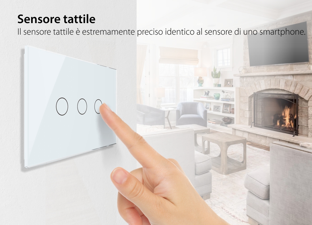 Triplo deviatore / invertitore LIVOLO Touch, Standard Italiano – protocollo ZigBee EC