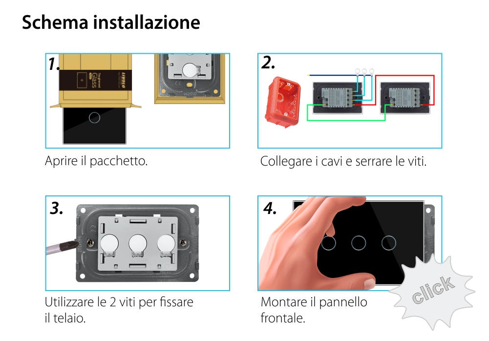 Modulo deviatore / invertitore triplo LIVOLO Touch, protocollo ZigBee EC – Standard Italiano