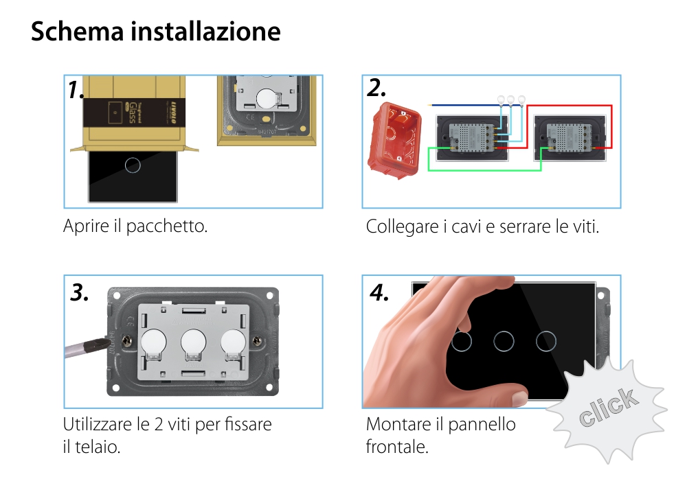 Triplo deviatore / invertitore LIVOLO Touch, Standard Italiano – protocollo ZigBee EC