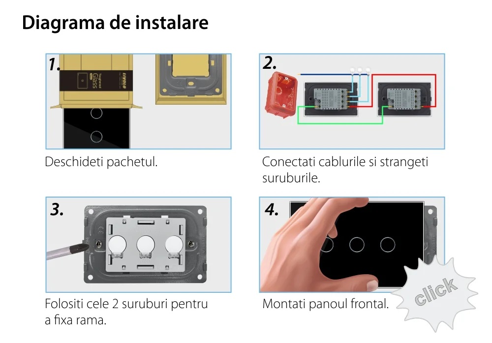 Interruttore triplo deviatore / invertitore LIVOLO Touch, Standard Italiano – protocollo ZigBee EC