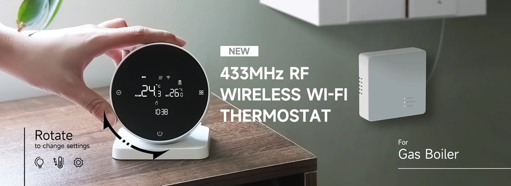 Termostato per caldaia a gas BeOk BOT-R7-X-WIFI, Applicazione, Programmazione, Ricarica USB, Batterie