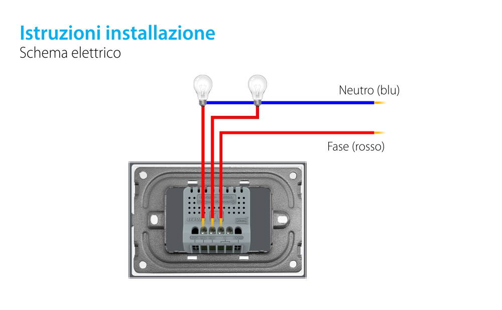 Interruttore doppio touch LIVOLO in vetro – Standard italiano