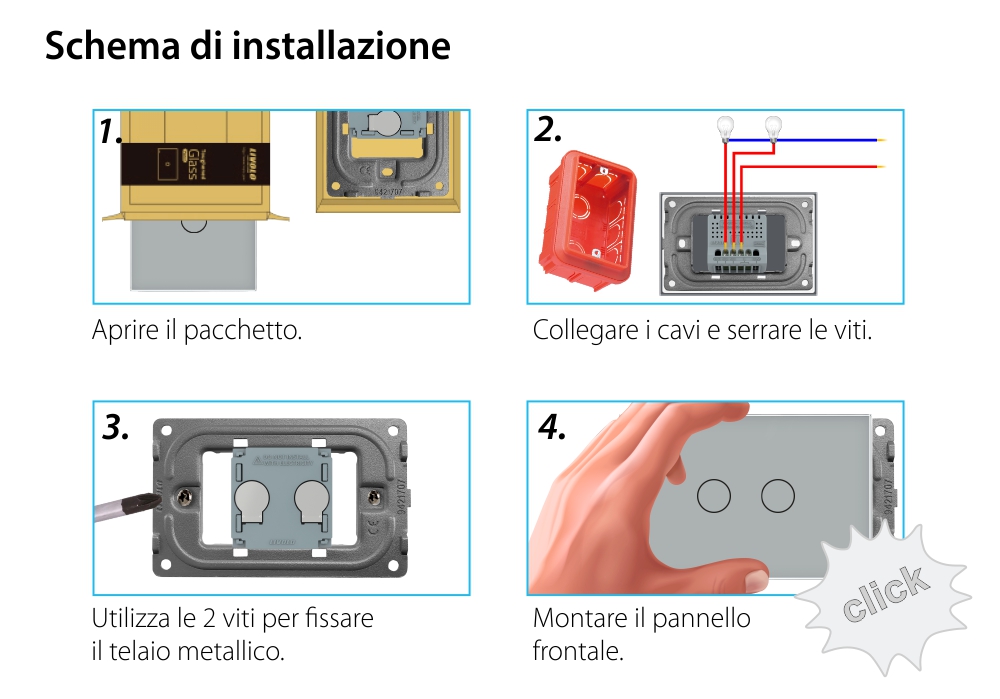 Interruttore doppio touch LIVOLO in vetro – Standard italiano