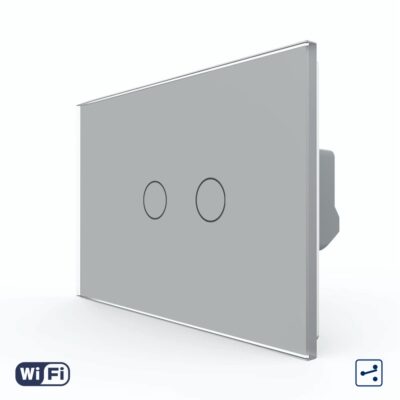 Interuttorre doppio deviatore / invertitore WIFI touch LIVOLO, standard italiano – Nuova Serie colore griggio