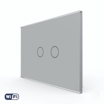 Interruttore doppio WIFI touch Livolo in vetro – Standard italiano colore griggio