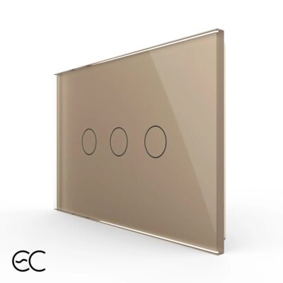 Interruttore triplo touch in vetro Livolo, standard italiano, protocollo ZigBee EC – Nuova serie colore dorato