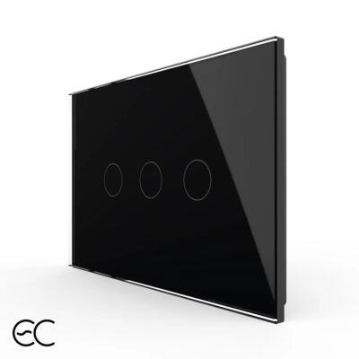 Interruttore triplo touch in vetro Livolo, standard italiano, protocollo ZigBee EC – Nuova serie colore nero