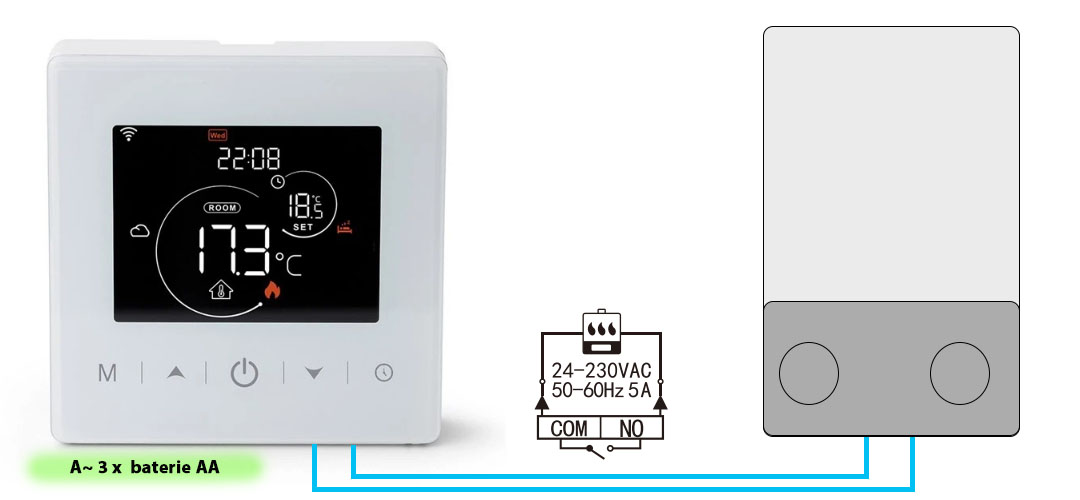 Termostato per riscaldamento termico a gas BeOk BOT-R9V-WIFI