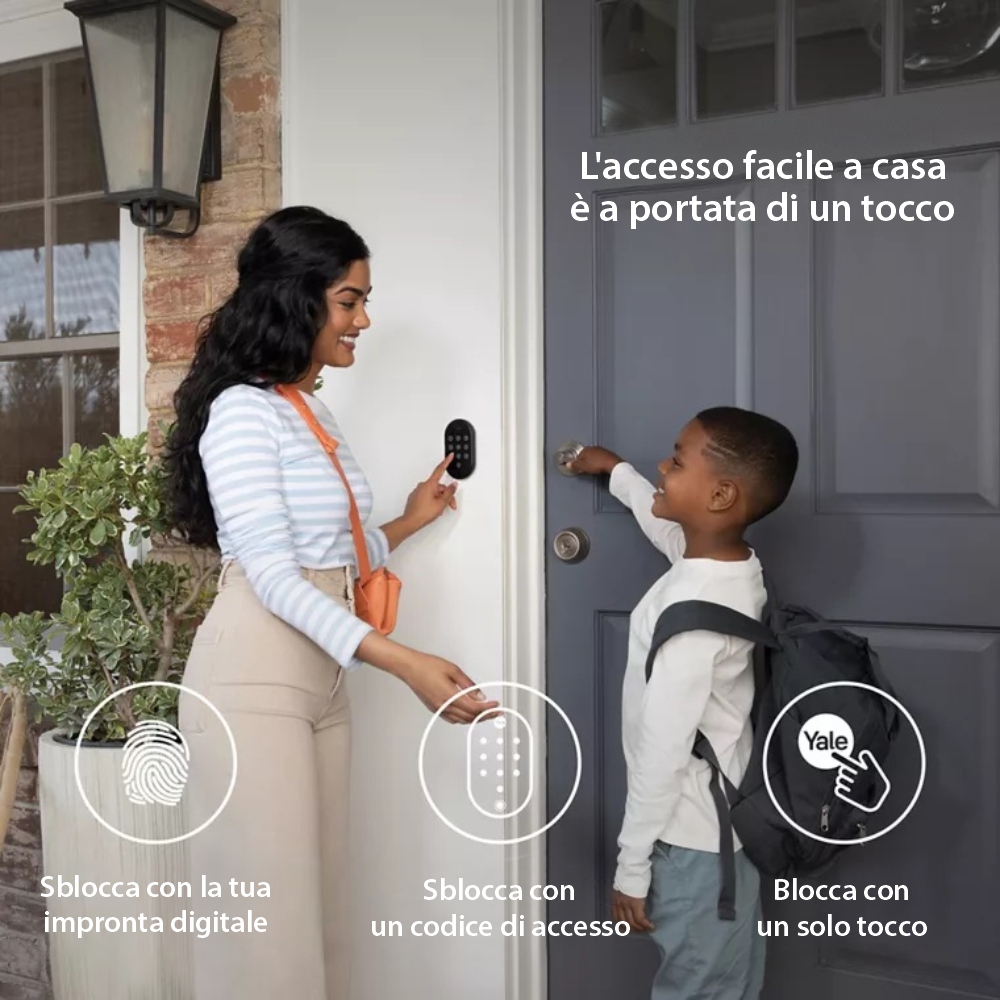 Tastiera intelligente Yale Linus, impronta digitale, accesso PIN, Bluetooth, fino a 10 utenti