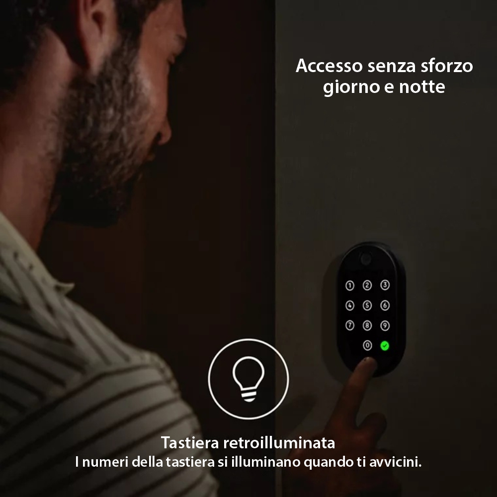Tastiera intelligente Yale Linus, impronta digitale, accesso PIN, Bluetooth, fino a 10 utenti