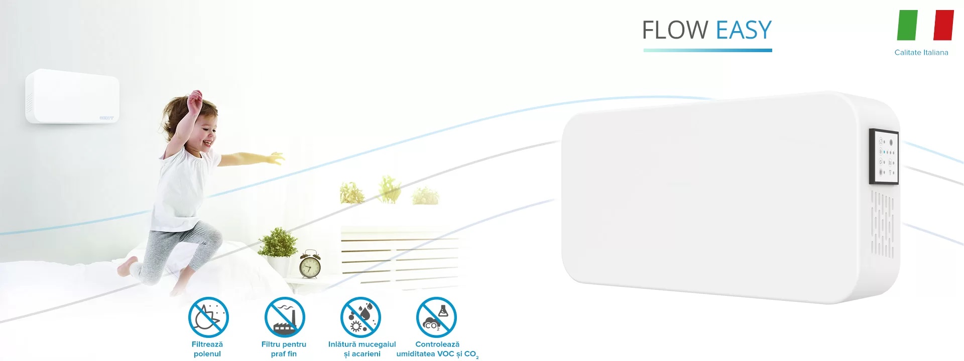 Helty Flow Easy Recupero di Calore con Filtro F7+G4, Superficie 42 m², Efficienza 91%, Pannello Digitale