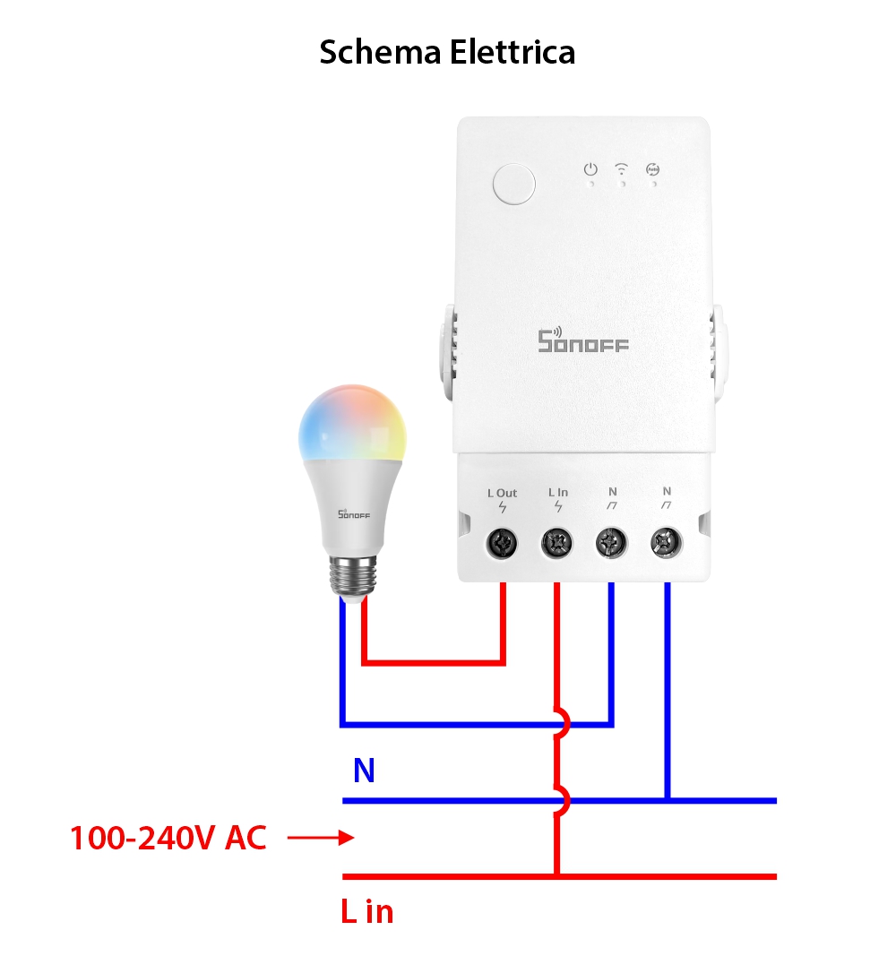Relè intelligente Wi-Fi Sonoff THR316, temperatura e umidità, controllo tramite app