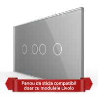 Pannello Interruttore Doppio + Doppio Touch LIVOLO in Vetro, Standard Italiano – 4M colore griggio