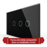 Pannello Interruttore Semplice + Doppio Touch LIVOLO in Vetro, Standard Italiano – 4M colore nero