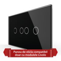 Pannello Interruttore Doppio + Doppio Touch LIVOLO in Vetro, Standard Italiano – 4M colore nero