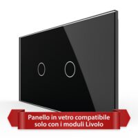 Pannello Interruttore Semplice + Semplice Touch LIVOLO in Vetro, Standard Italiano – 4M colore nero