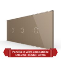 Pannello Interruttore Semplice + Semplice + Semplice Touch LIVOLO in Vetro, Standard Italiano – 6/7M colore dorato