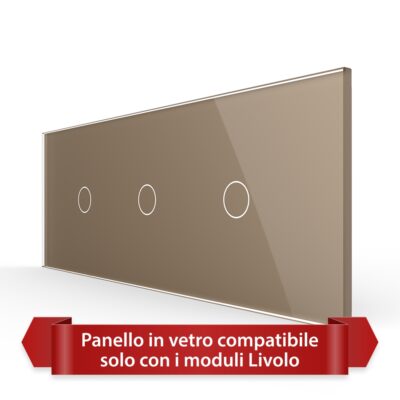 Pannello Interruttore Semplice + Semplice + Semplice Touch LIVOLO in Vetro, Standard Italiano – 6/7M colore dorato
