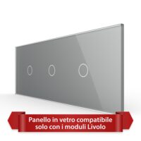 Pannello Interruttore Semplice + Semplice + Semplice Touch LIVOLO in Vetro, Standard Italiano – 6/7M colore griggio
