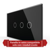 Pannello Interruttore Semplice + Doppio Touch LIVOLO in Vetro, Standard Italiano – 4M colore nero