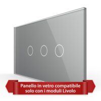 Pannello Interruttore Semplice + Doppio Touch LIVOLO in Vetro, Standard Italiano – 4M colore griggio