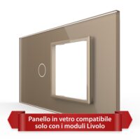 Pannello Interruttore Semplice con Presa LIVOLO in Vetro, Standard Italiano – 4M colore dorato