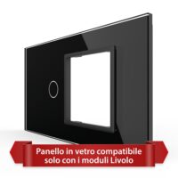 Pannello Interruttore Semplice con Presa LIVOLO in Vetro, Standard Italiano – 4M colore nero