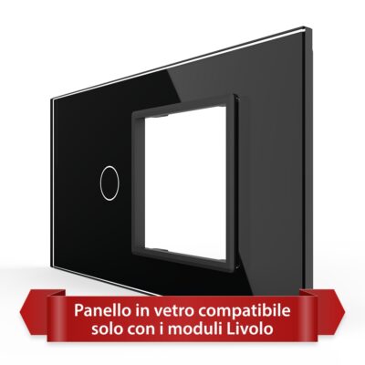 Pannello Interruttore Semplice con Presa LIVOLO in Vetro, Standard Italiano – 4M colore nero