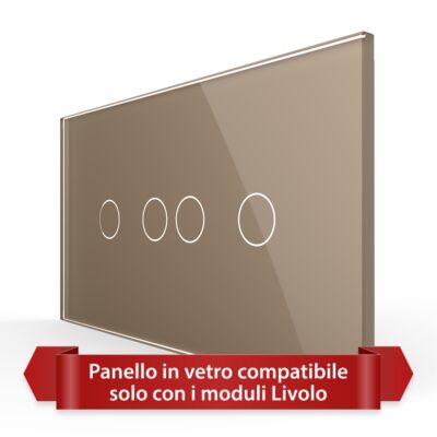 Pannello Interruttore Doppio + Doppio Touch LIVOLO in Vetro, Standard Italiano – 4M colore dorato