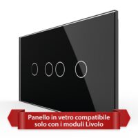 Pannello Interruttore Doppio + Doppio Touch LIVOLO in Vetro, Standard Italiano – 4M colore nero