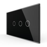 Interruttore semplice + doppio con touch LIVOLO con cornice in vetro, standard italiano, 4M colore nero