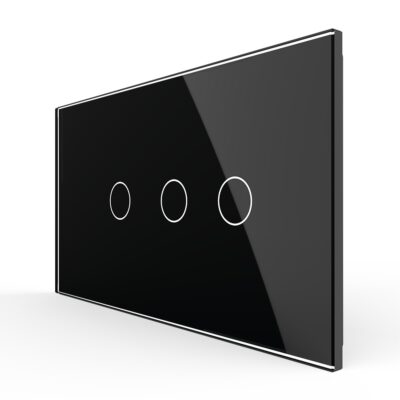 Interruttore semplice + doppio con touch LIVOLO con cornice in vetro, standard italiano, 4M colore nero