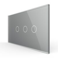 Interruttore semplice + doppio con touch LIVOLO con cornice in vetro, standard italiano, 4M colore griggio