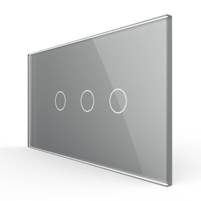 Interruttore semplice + doppio con touch LIVOLO con cornice in vetro, standard italiano, 4M colore griggio